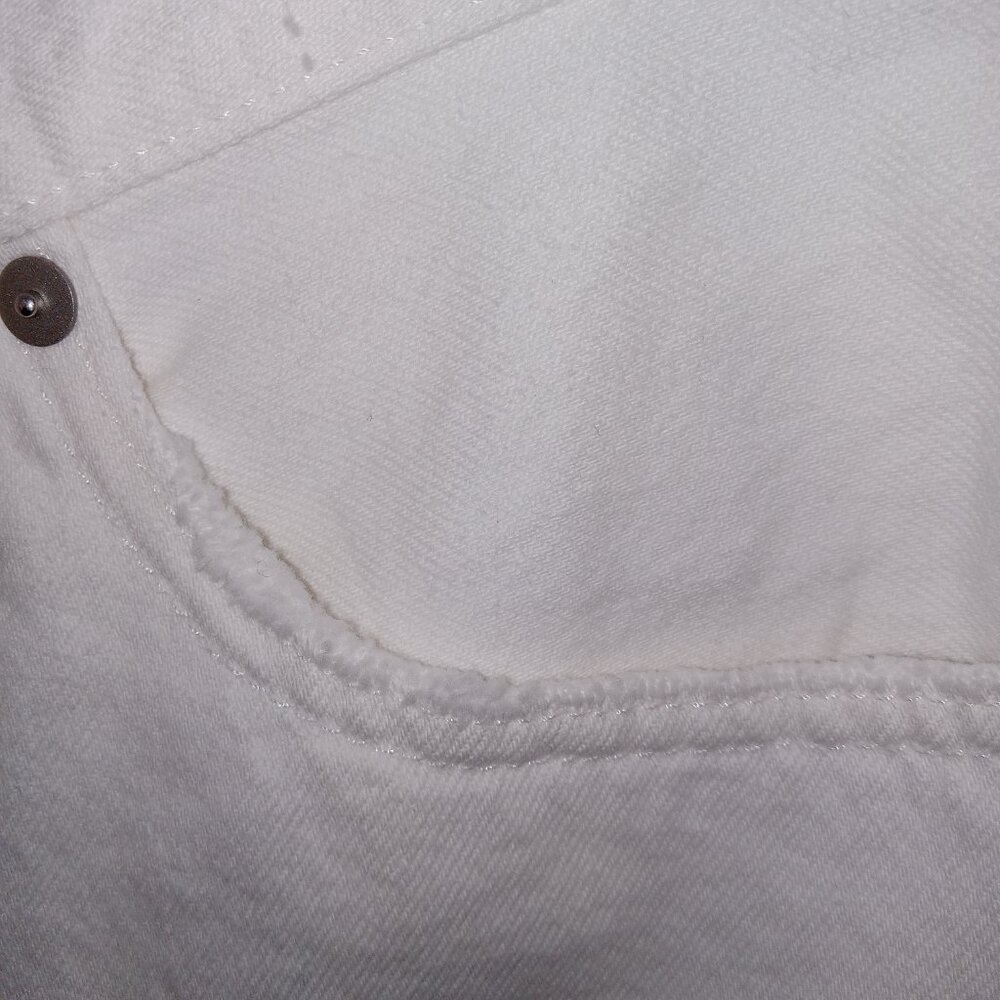 Madewell White Denim Shorts Womens 29 Relaxed Fit Raw Hem Button Fly 3" Inseam - Picture 3 of 16